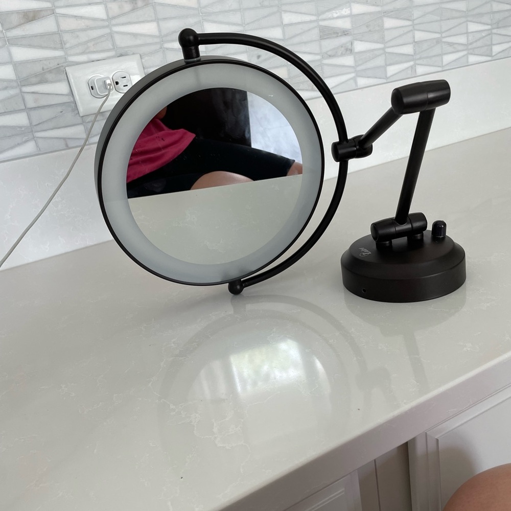 Zadro 3-in W x 14.5-in H LED Lighted Bronze Round Bathroom Vanity Mirror